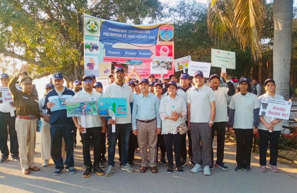 PGIMER organised Head Injury Prevention Awareness Drive at Sukhna Lake in collaboration with Traffic Police, Chandigarh